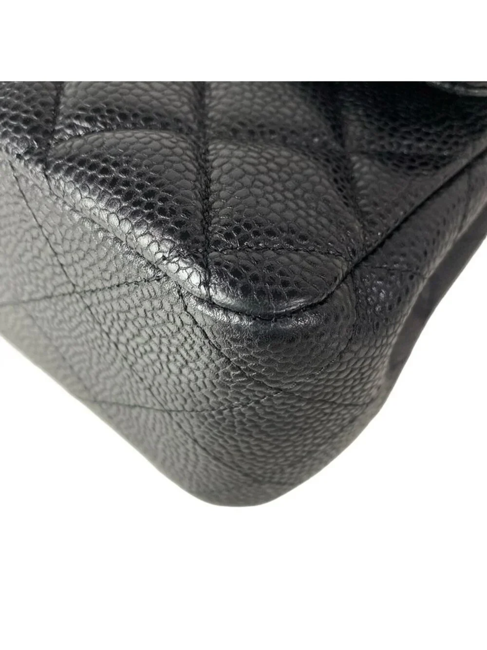 Chanel Shoulder Bag Double Flap Quilted Black Chain Silver